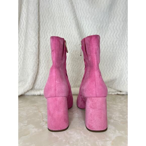 Sam Edelman Codie Square Toe Block Heel Bootie Pink Confetti Suede Womens 7 US - Picture 8 of 13